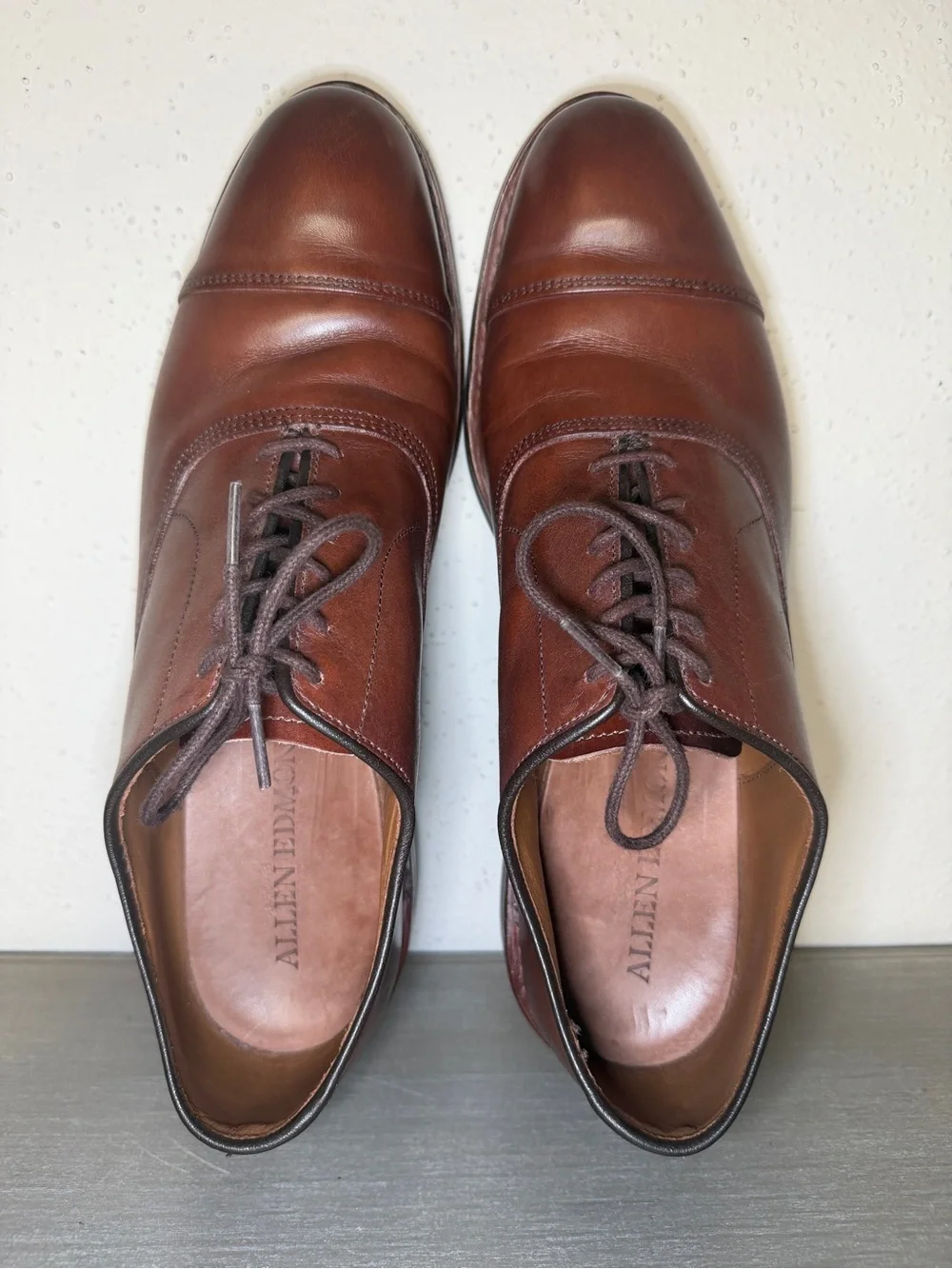 Allen Edmonds Park Avenue 10 D Brown Leather Cap Toe Oxfords Dainite Sole Shoes